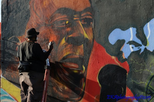 Kasso painting a portrait of Kwame Nkrumah